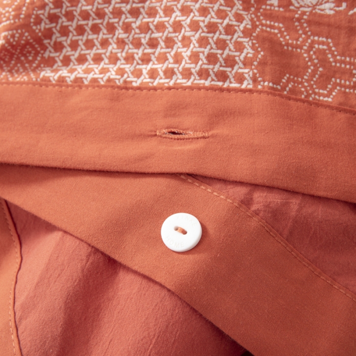 91家纺网 家纺一手货源 找家纺 安莱生活 2023简约花妍缤纷拼边四件套图1 缤纷花妍橘红