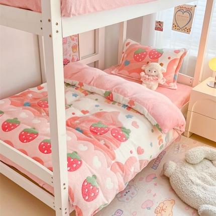 91家纺网 家纺一手货源 找家纺 (总) 川悦生活 2023网红ins小红书风加厚卡通小清新雪花绒牛奶绒学生宿舍三件套四件套