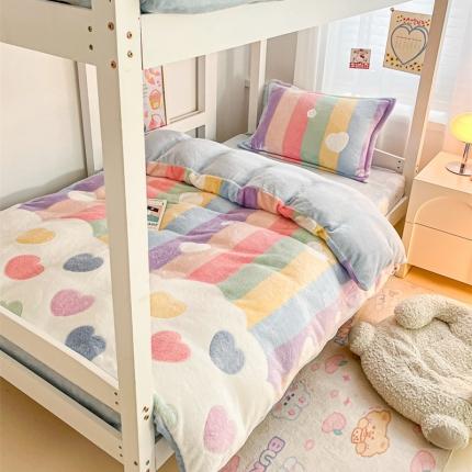 91家纺网 家纺一手货源 找家纺 (总) 川悦生活 2023网红ins小红书风加厚卡通小清新雪花绒牛奶绒学生宿舍三件套四件套