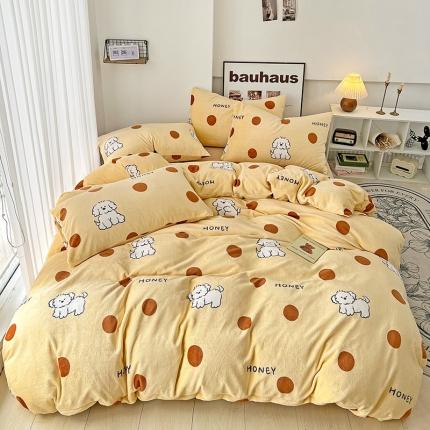 91家纺网 家纺一手货源 找家纺 （总）乐童 2024年新款网红小清新高克重牛奶绒四件套