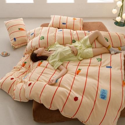 91家纺网 家纺一手货源 找家纺 （总）乐童 2024年新款网红小清新高克重牛奶绒四件套