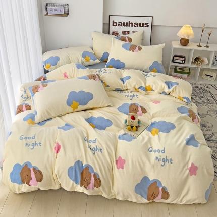 91家纺网 家纺一手货源 找家纺 （总）乐童 2024年新款网红小清新高克重牛奶绒四件套