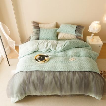 91家纺网 家纺一手货源 找家纺 (总)菊上 2023-兔兔绒-玫瑰花语加棉床裙款系列