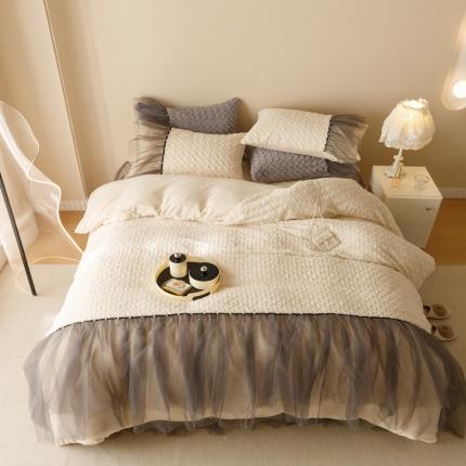 91家纺网 家纺一手货源 找家纺 (总)菊上 2023-兔兔绒-玫瑰花语加棉床裙款系列