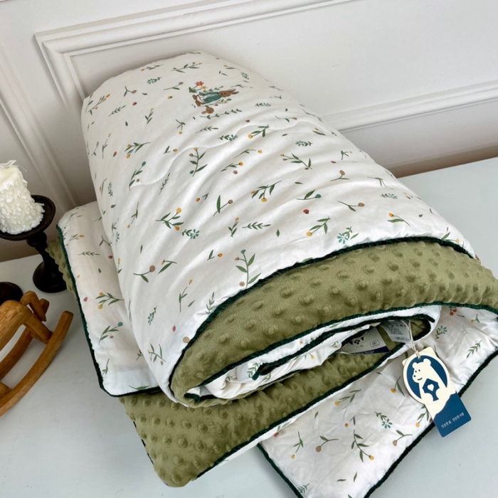 91家纺网 家纺一手货源 找家纺 源启生活 2023新款韩国小熊双人全棉豆豆四季被 花园兔