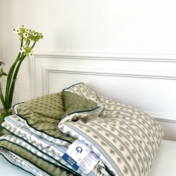 91家纺网 家纺一手货源 找家纺 源启生活 2023新款韩国小熊双人全棉豆豆四季被 蓝都