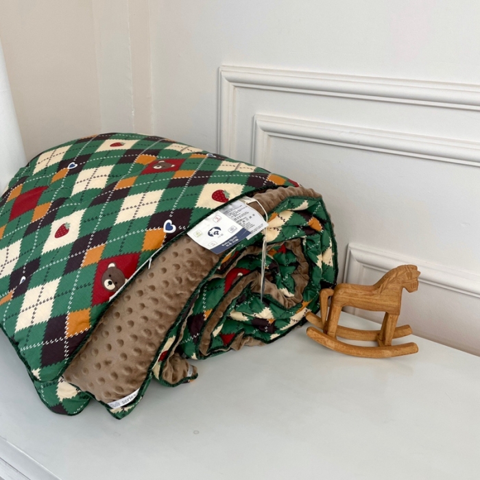 91家纺网 家纺一手货源 找家纺 源启生活 2023新款韩国小熊双人全棉豆豆四季被 圣诞熊