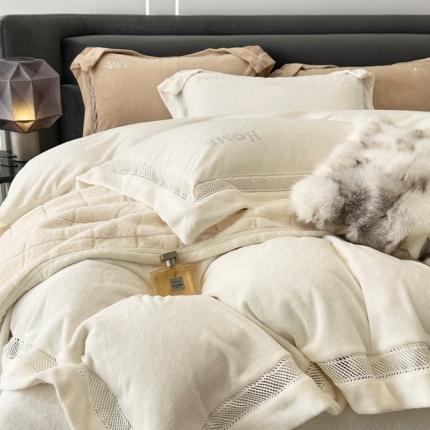 91家纺网 家纺一手货源 找家纺 时亿家居 2023新款260g雪融绒四件套-悦色 悦色 白茶