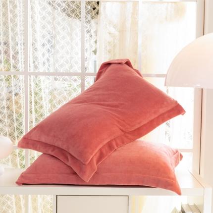 91家纺网 家纺一手货源 找家纺 好阁家纺 2023新款牛奶绒纯色枕套 落樱粉