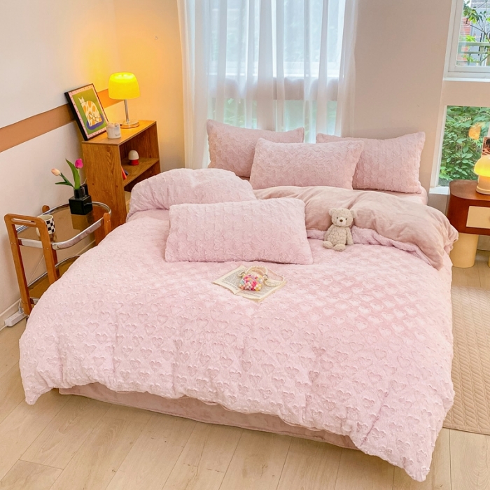 91家纺网 家纺一手货源 找家纺 （总）金爱家 2023新款全消光牛奶绒A类纯色獭兔毛绒立体牛奶绒四件套