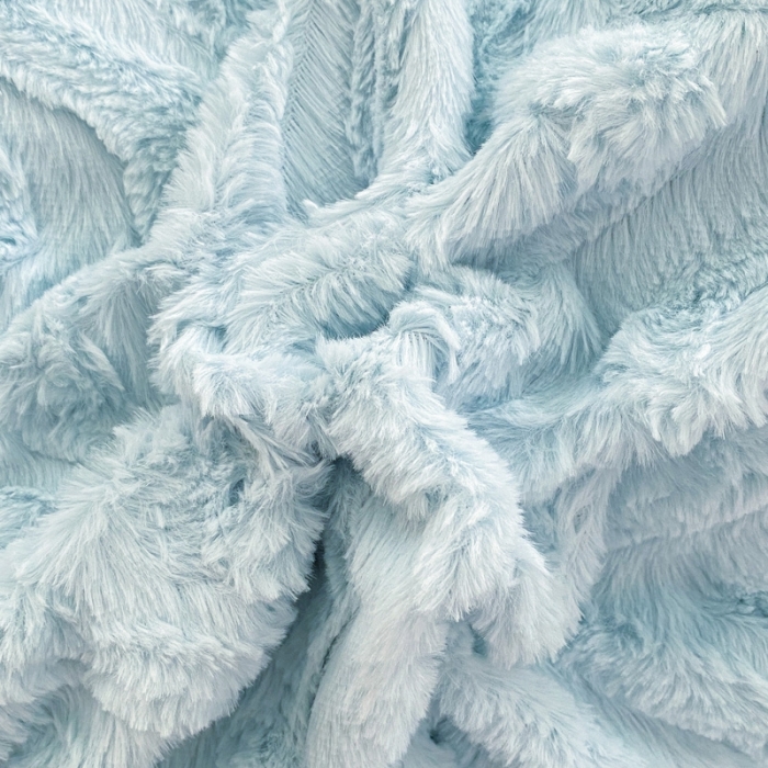 91家纺网 家纺一手货源 找家纺 金爱家 2023新款全消光牛奶绒A类纯色獭兔毛绒立体牛奶绒四件套 兔毛波浪蓝