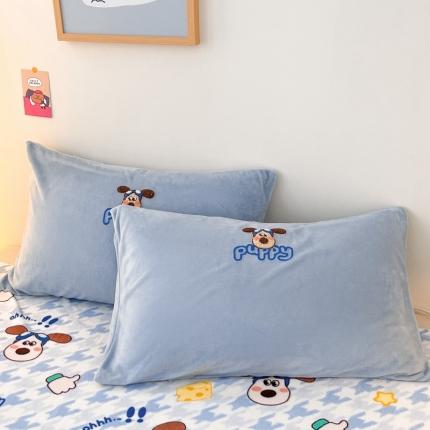 91家纺网 家纺一手货源 找家纺 总寐居家纺 2023新款高克重牛奶绒毛巾绣单枕套 48*74cm/对