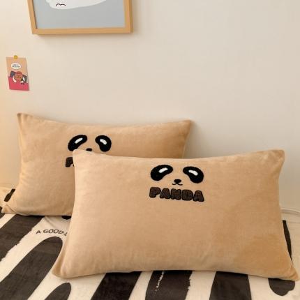 91家纺网 家纺一手货源 找家纺 总寐居家纺 2023新款高克重牛奶绒毛巾绣单枕套 48*74cm/对