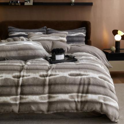 91家纺网 家纺一手货源 找家纺 （总）金奇达家纺 2025秋冬保暖加厚绒类皮草绒四件套-【加布利尔】系列