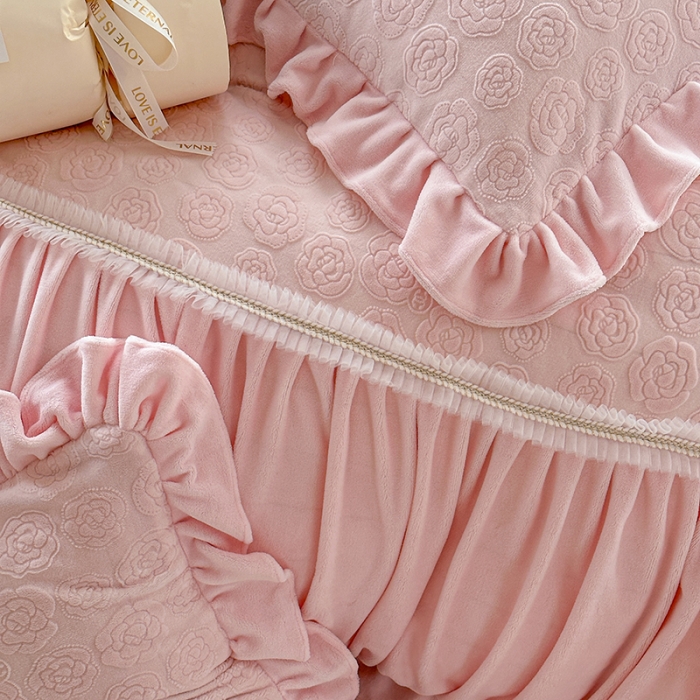 91家纺网 家纺一手货源 找家纺 （总）亲亲公主 2025新款牛奶绒法式玫瑰四件套