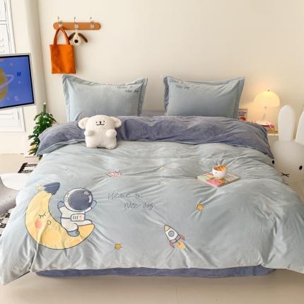 91家纺网 家纺一手货源 找家纺 （总）星期八 2023新款牛奶绒贴布绣四件套