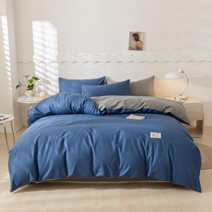 91家纺网 家纺一手货源 找家纺 恋人优选 2023新款40支纯棉四件套 牛仔蓝+浅灰40s