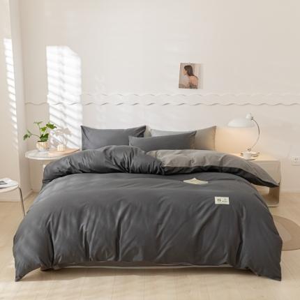 91家纺网 家纺一手货源 找家纺 恋人优选 2023新款40支纯棉四件套 深灰+浅灰40s
