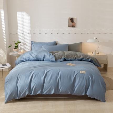 91家纺网 家纺一手货源 找家纺 恋人优选 2023新款40支纯棉四件套 天蓝+浅灰40s