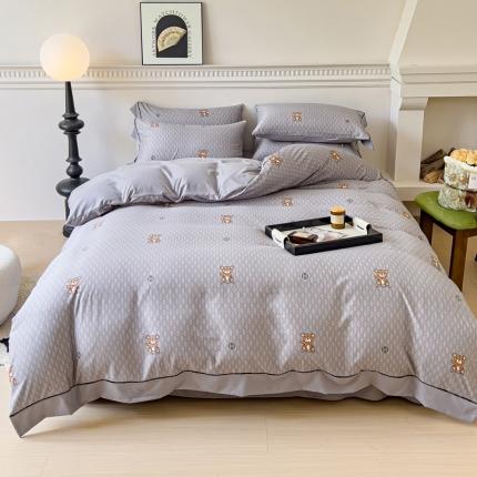 棉生活 2023新款云绒棉印花宽边四件套 大牌熊