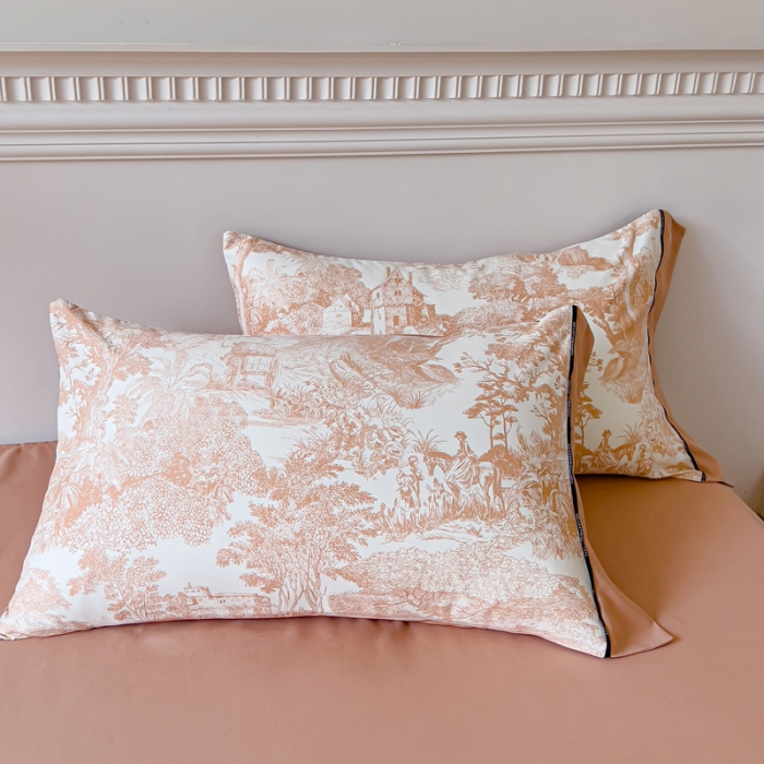 91家纺网 家纺一手货源 找家纺 棉生活 2023新款云绒棉印花宽边四件套 摩尔庄园