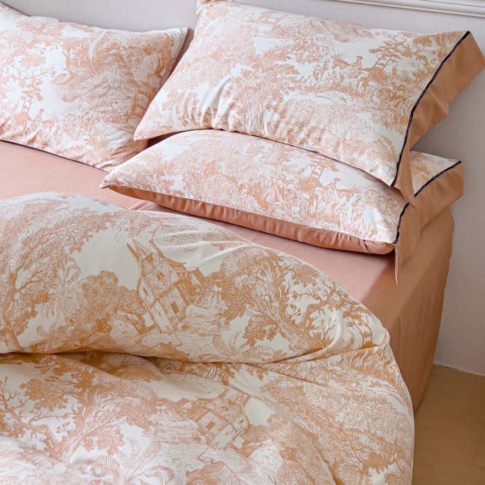 91家纺网 家纺一手货源 找家纺 棉生活 2023新款云绒棉印花宽边四件套 摩尔庄园