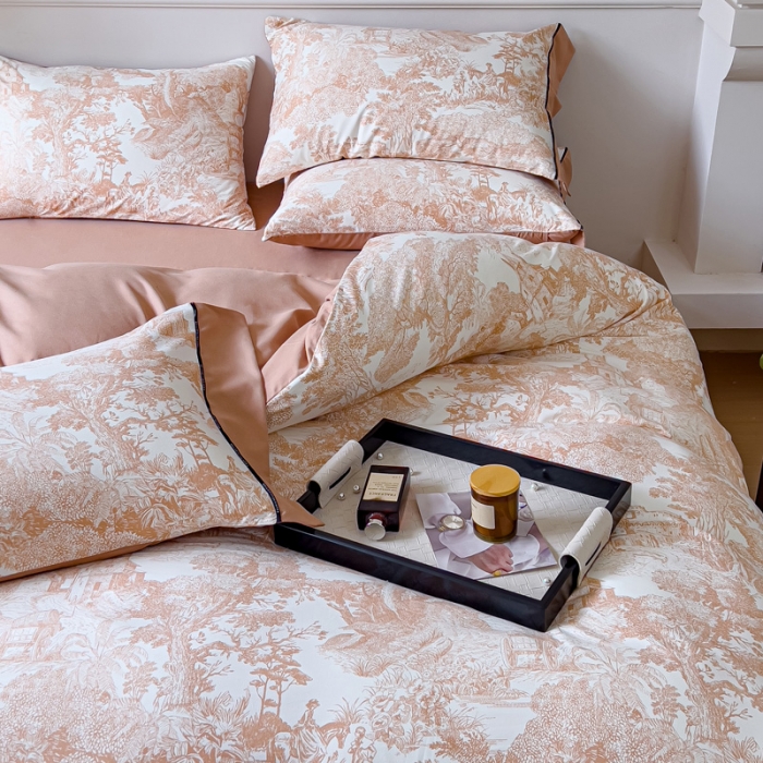 91家纺网 家纺一手货源 找家纺 棉生活 2023新款云绒棉印花宽边四件套 摩尔庄园