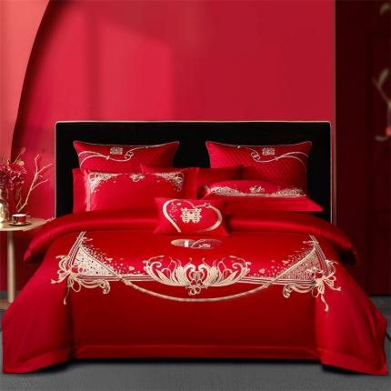 91家纺网 家纺一手货源 找家纺 （总）高大尚婚庆馆 2023新款臻棉贡缎系列婚庆四件套