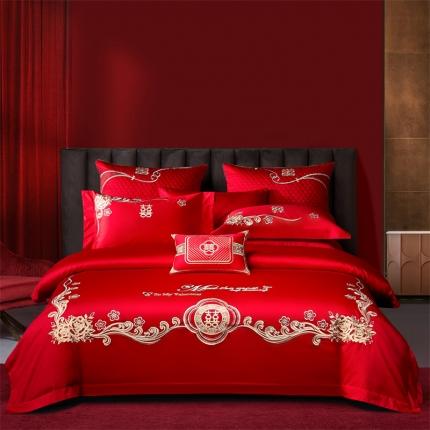 91家纺网 家纺一手货源 找家纺 （总）高大尚婚庆馆 2023新款臻棉贡缎系列婚庆四件套