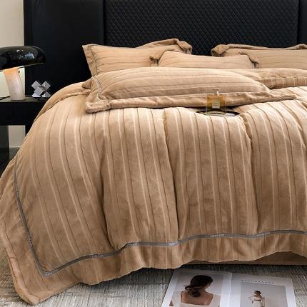 91家纺网 家纺一手货源 找家纺 (总) 首尔 2023新款牛奶绒雕花四件套-艾拉系列风格二