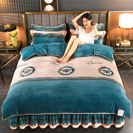 91家纺网 家纺一手货源 找家纺 富之航 2023新款直播爆款8.5斤牛奶绒四件套加厚高克重法莱绒小蜜蜂