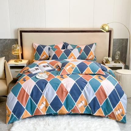 91家纺网 家纺一手货源 找家纺 总-2024新款风尚系多规格全棉生态磨毛四件套印花纯棉磨毛四件套三件套