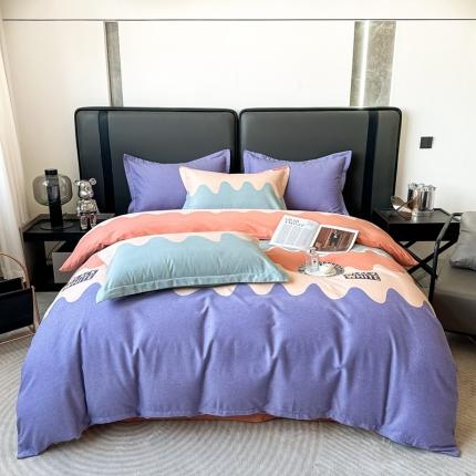 91家纺网 家纺一手货源 找家纺 总-2024新款风尚系多规格全棉生态磨毛四件套印花纯棉磨毛四件套三件套