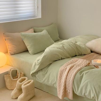 91家纺网 家纺一手货源 找家纺 （总）卡巴伦 2023新款纯色200gA类牛奶绒简约款四件套