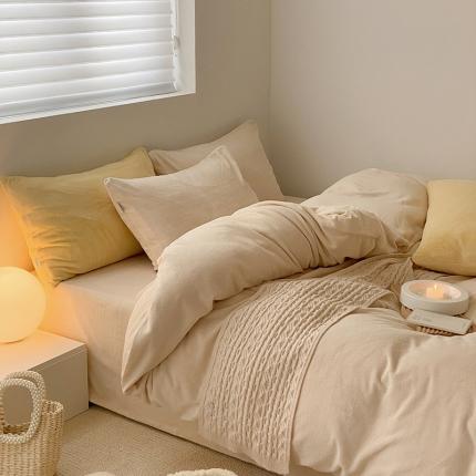 91家纺网 家纺一手货源 找家纺 （总）卡巴伦 2023新款纯色200gA类牛奶绒简约款四件套