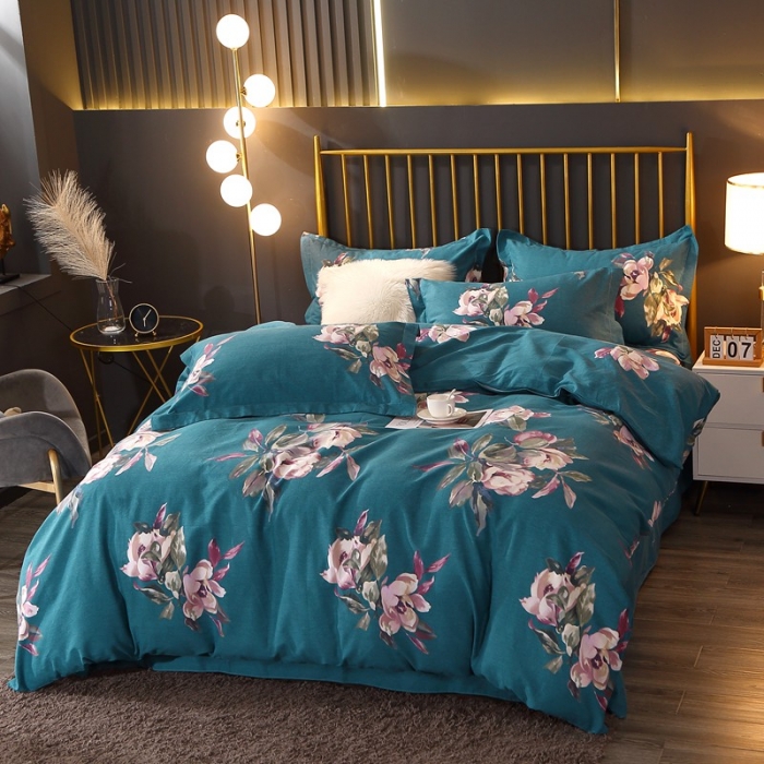 91家纺网 家纺一手货源 找家纺 晶缦家纺 2023新款风尚系全棉生态磨毛多规格四件套 浣溪沙-绿