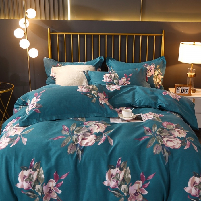 91家纺网 家纺一手货源 找家纺 晶缦家纺 2023新款风尚系全棉生态磨毛多规格四件套 浣溪沙-绿