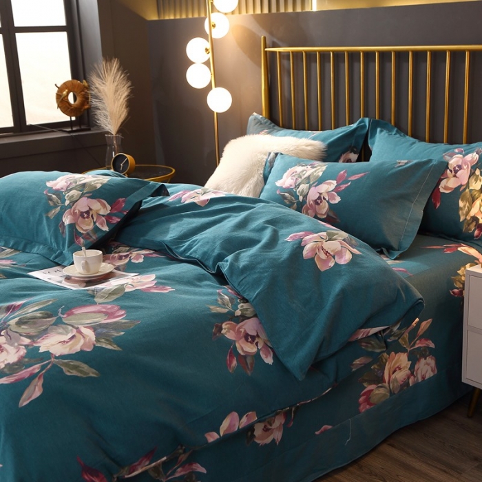 91家纺网 家纺一手货源 找家纺 晶缦家纺 2023新款风尚系全棉生态磨毛多规格四件套 浣溪沙-绿