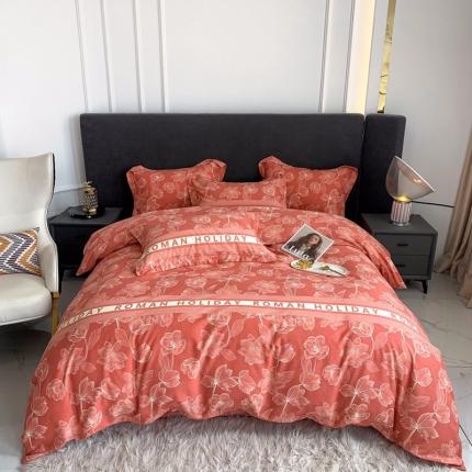 晶缦家纺 2023新款风尚系全棉生态磨毛多规格四件套 林间晨曲红