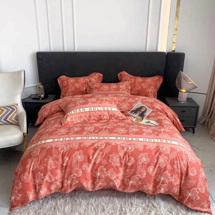 91家纺网 家纺一手货源 找家纺 晶缦家纺 2023新款风尚系全棉生态磨毛多规格四件套 林间晨曲红