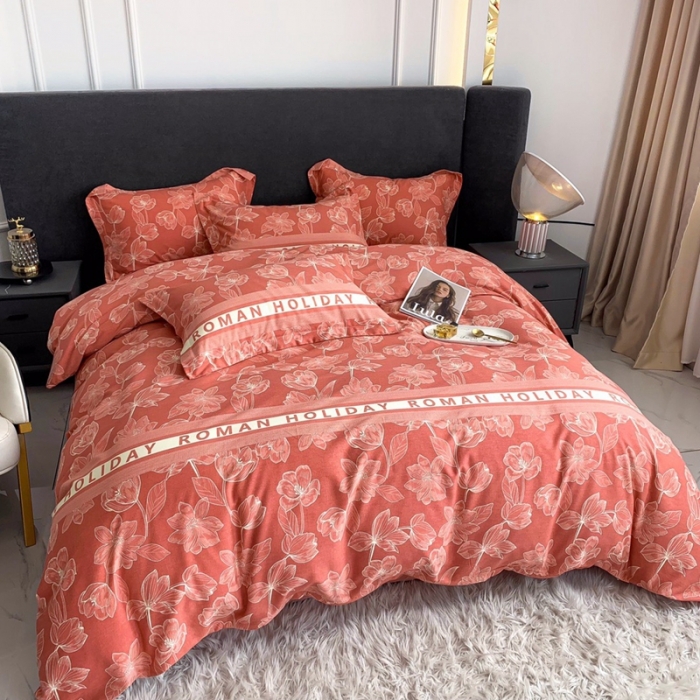 91家纺网 家纺一手货源 找家纺 晶缦家纺 2023新款风尚系全棉生态磨毛多规格四件套 林间晨曲红