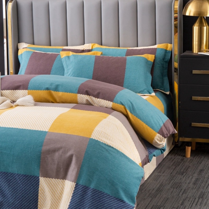 91家纺网 家纺一手货源 找家纺 晶缦家纺 2023新款风尚系全棉生态磨毛多规格四件套 魔方城