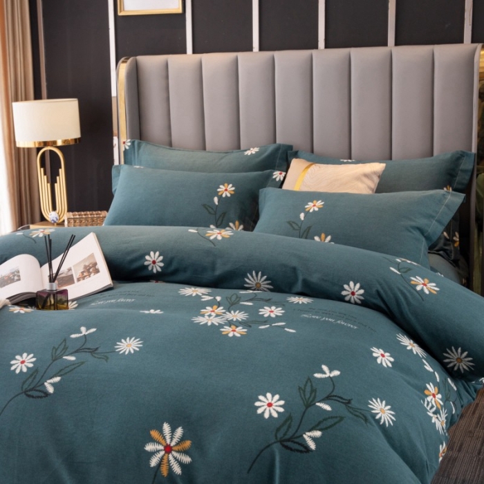 91家纺网 家纺一手货源 找家纺 晶缦家纺 2023新款风尚系全棉生态磨毛多规格四件套 浅浅苏更-绿