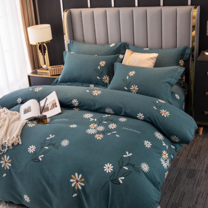 91家纺网 家纺一手货源 找家纺 晶缦家纺 2023新款风尚系全棉生态磨毛多规格四件套 浅浅苏更-绿