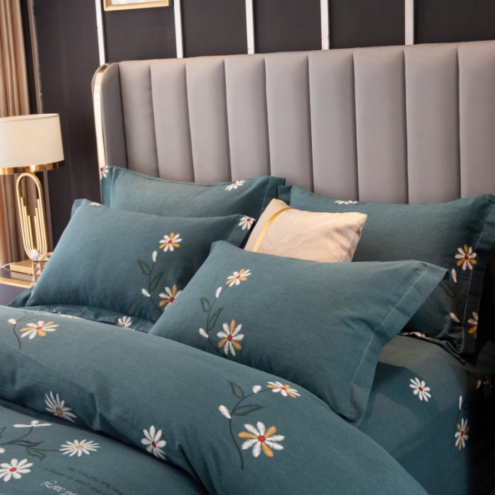 91家纺网 家纺一手货源 找家纺 晶缦家纺 2023新款风尚系全棉生态磨毛多规格四件套 浅浅苏更-绿