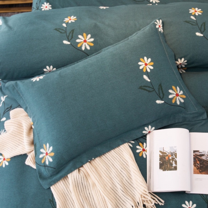 91家纺网 家纺一手货源 找家纺 晶缦家纺 2023新款风尚系全棉生态磨毛多规格四件套 浅浅苏更-绿