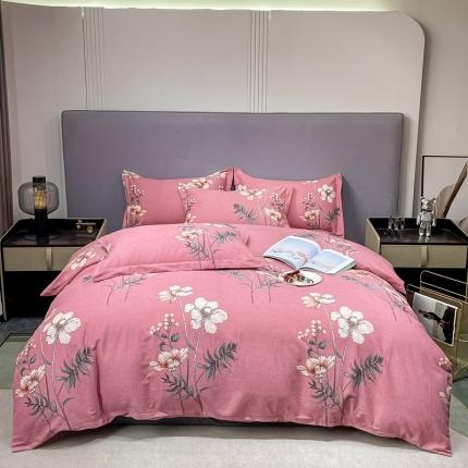 晶缦家纺 2023新款风尚系全棉生态磨毛多规格四件套 听雨轩粉