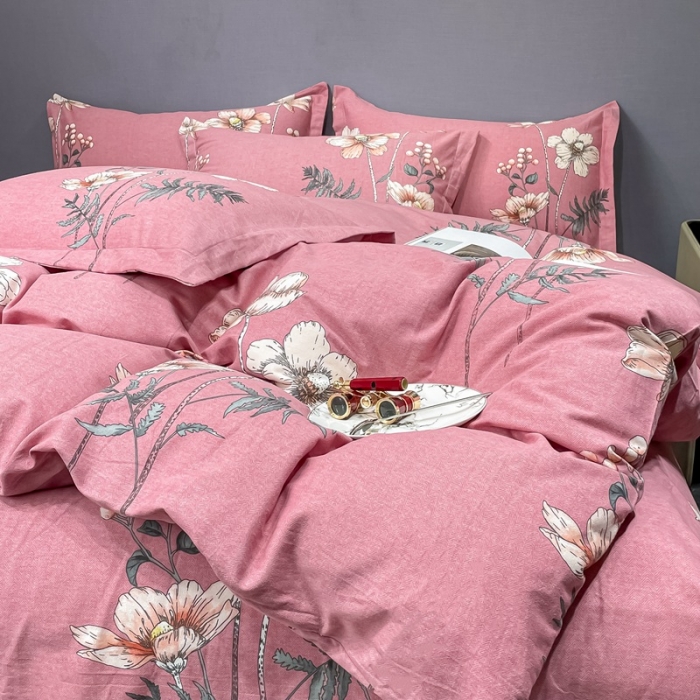 91家纺网 家纺一手货源 找家纺 晶缦家纺 2023新款风尚系全棉生态磨毛多规格四件套 听雨轩粉