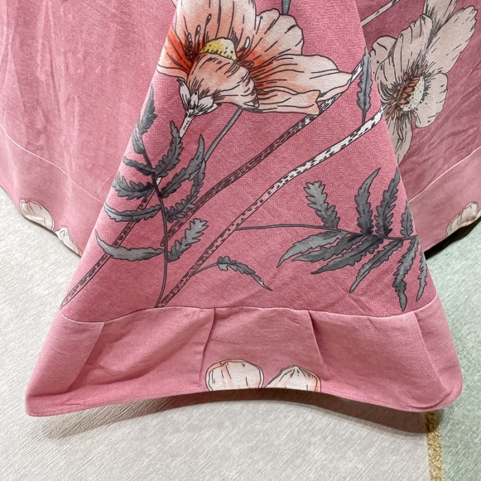 91家纺网 家纺一手货源 找家纺 晶缦家纺 2023新款风尚系全棉生态磨毛多规格四件套 听雨轩粉