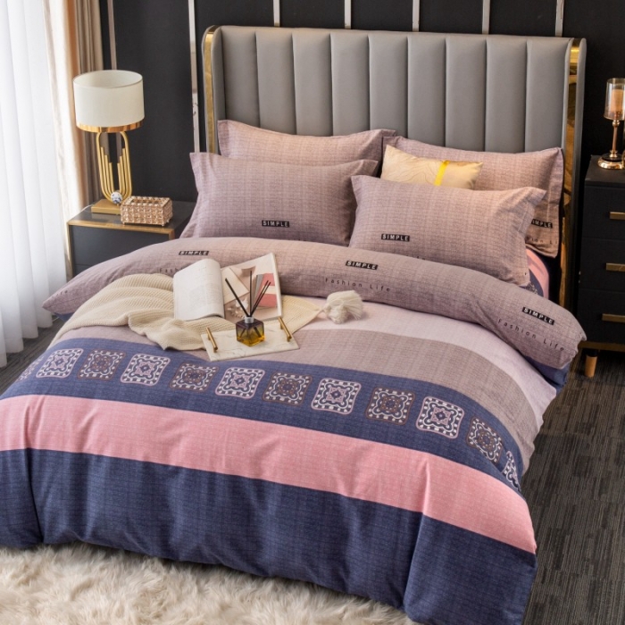 91家纺网 家纺一手货源 找家纺 晶缦家纺 2023新款风尚系全棉生态磨毛多规格四件套 温情时光-粉